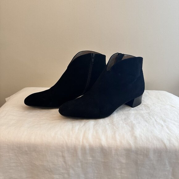 French Sole FS/NY Eva Boots Women’s Size 6 Hand Made in Italian Suede Black Zip - Picture 2 of 16